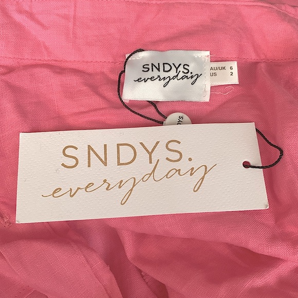 SNDYS Leo Linen Button Up Shirt in Pink Size 2 From REVOLVE - Picture 5 of 7